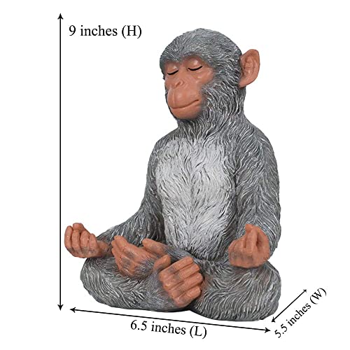 Carchistan Big Size Zen Yoga Monkey Statues Outdoor Or Indoor, Feng Shui Meditation Vastu Animal Figurines For Garden Patio Or Lawn,9" Inches Tall #TOP4