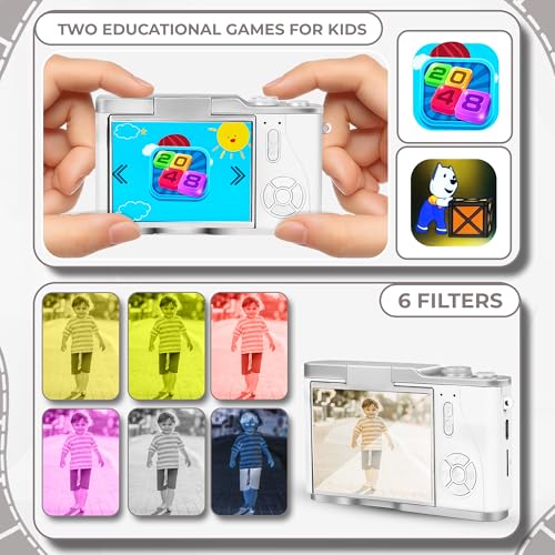 Image of Cason 48MP Digital Camera for Kids-Real Photo & Video Mini Camera for Photography 2.4 inch Rotating Screen, Built in Games Kids Cameras for 5-15 Years Girls & Boys(Supports Upto 64GB Memory)