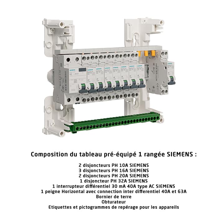 Table 1 row pre-equipped 1 inter. diff. 40 A type AC + 8 circuit breakers - Image 4
