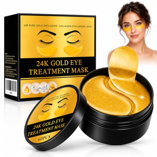60 Piezas 24k Gold Parches Ojos, Parches Oculares De ColáGeno, Hidratada Contorno De Ojos Mascarilla, Para Las Antiojeras, Reafirmar La Piel, Reducir Bolsas Y Arrugas