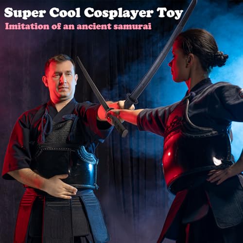 2pcs 3d printed gravity retractable samurai sword model toys telescopic plastic katana fake sword toy martial arts weapons for play fighting halloween cosplay for boys amp adultsblack