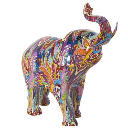 Figurine éléphant résine graffiti multicolore 30cm idée cadeau design