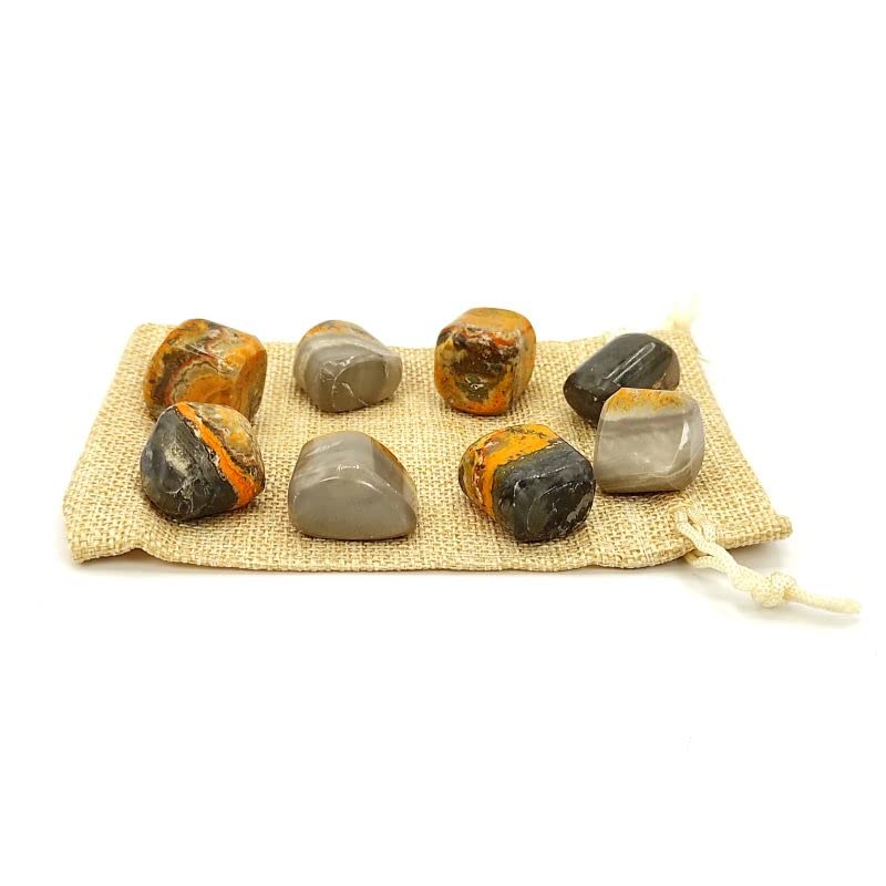 Plus Value Bumble Bee Jasper Tumbled Stone Pebbles Reiki Healing Crystals (100grams, Jute Bag)