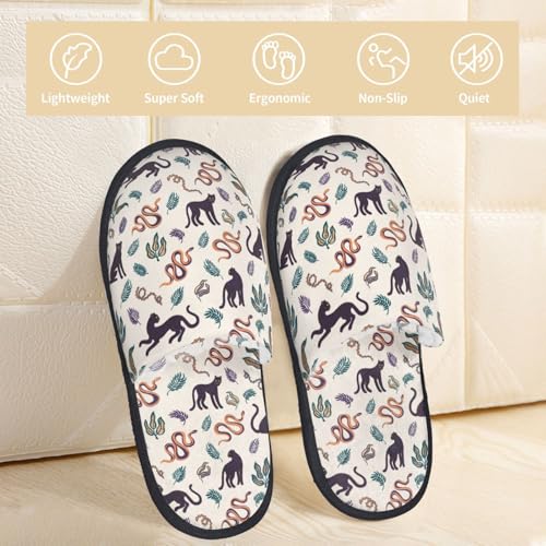 Black Cat And Snake Print Women Slippers Home Furry Shoes Keep Men Couples Shoes Warm For Women-3