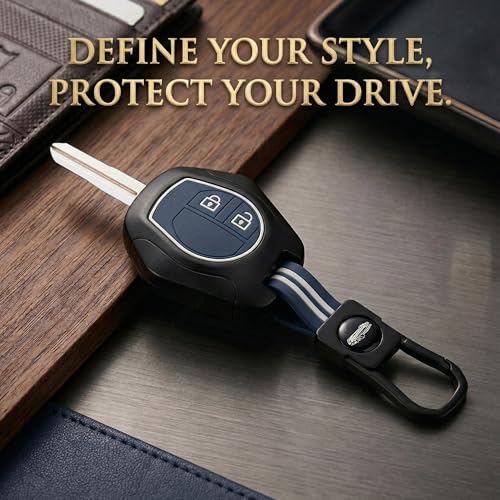 Image of Black Metal Silicon Key Cover Compatible with Maruti Suzuki S-Presso, Swift, SX4, DZire, Ignis,Alto, Vitara, Brezza, Celerio, Ertiga, Ciaz, SCross, Baleno, Ritz 2 Button Key Glow in Dark