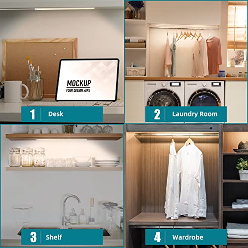 Image of 6PCS x 12 inch Under Cabinet LED Lights 4500K, Dimmable Under Counter Lights for Kitchen, Led Under Cabinet Lighting, Plug-in Under Cabinet Lights with Memory Function, Daylight White (Pack of 2)