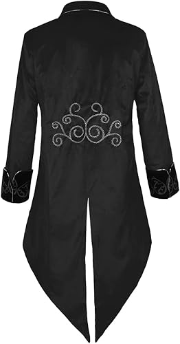 Miniatura 3 de Oiefeen Esmoquin medieval steampunk, disfraz de rendimiento, ropa de hombre de Halloween, chaqueta gótica