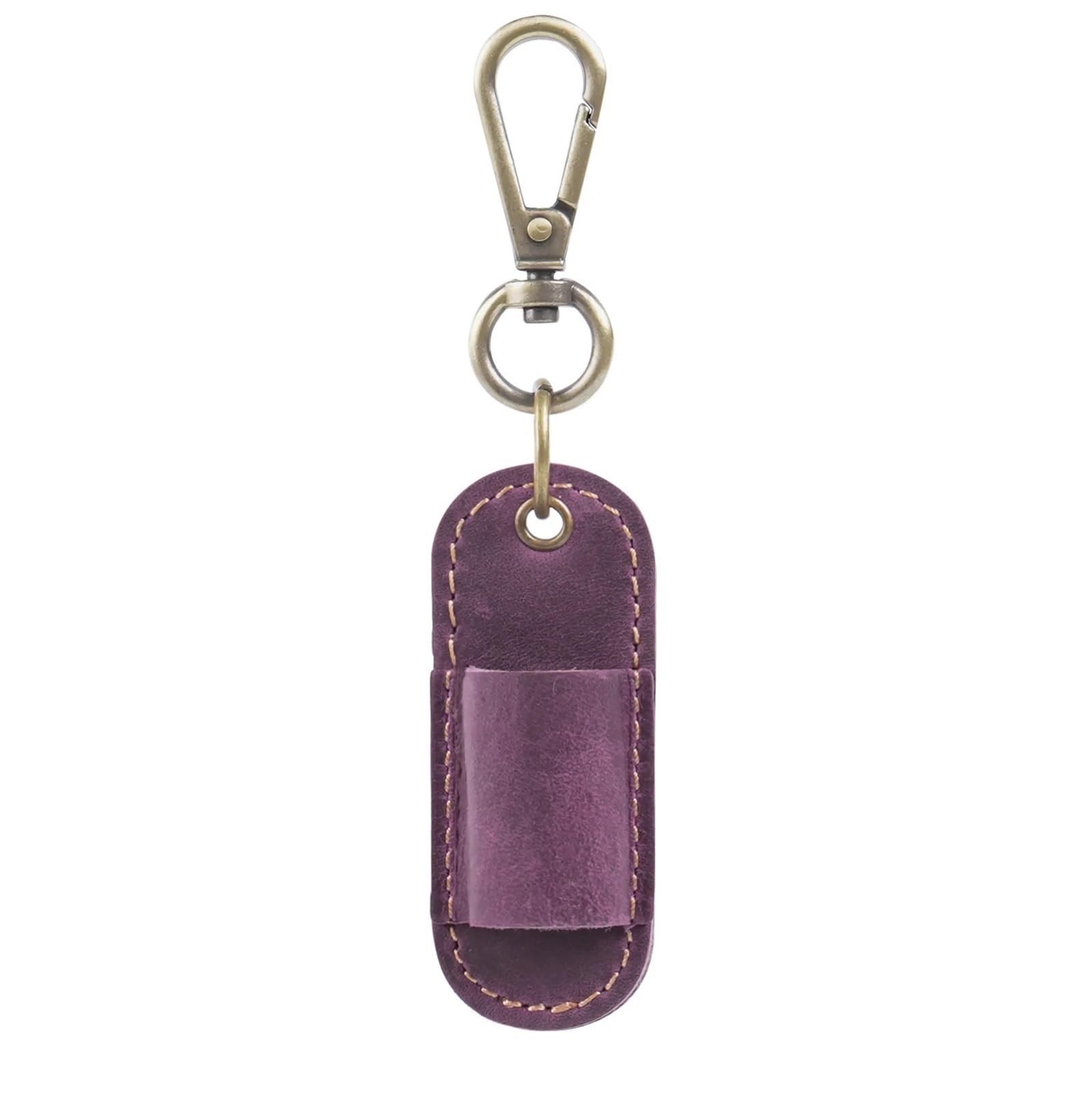 Mlyvax Genuine Leather Pen Holder with Keychain Clip Retro Portable Pencil Holder Clip-on Bag for School Office and Travel(Purple,4pcs)