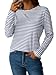 LilyCoco Womens Striped Long Sleeve Shirt Boat Neck Tops Breton Loose Fit Tshirt Black White Small