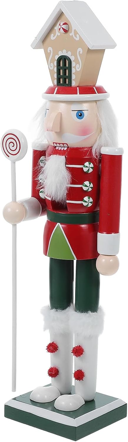 Veemoon Wooden Nutcracker Ornament Figurine Christmas Nutcracker Soldier Decorative Figure Wood Craft for Holiday Tabletop Home Decor