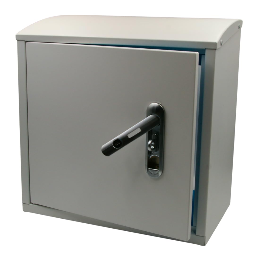 RoBox Insulated XL Large Outdoor Tap Box Enclosure, Steel, Black or White, 360mm x 350mm x 200mm, 4.9kg, Powder-Coated, Lockable (White)