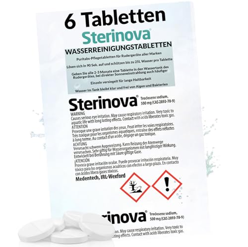 JB White Puritabs Sterinova 6X Wasser Rudergerät Tabletten gegen Algen extra konzentriert Chlortabletten zB geeignet für WaterRower SportPlus Skandika Wasserrudergerät (1 x 6)