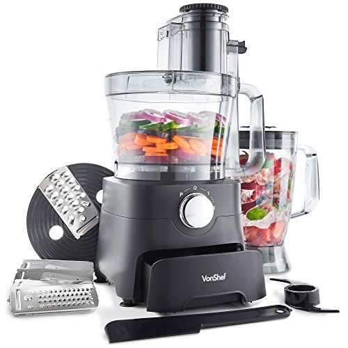 VonShef Food Processor – 1000W Multifunctional 8in1 Chopper, Mixer with Dough Blade, Spatula, Shredder, Medium / Fine Grater & Slicer – 3.5L Bowl & 1.8L Jug - 2 Speed Settings & Pulse Function 1 Gallery Image