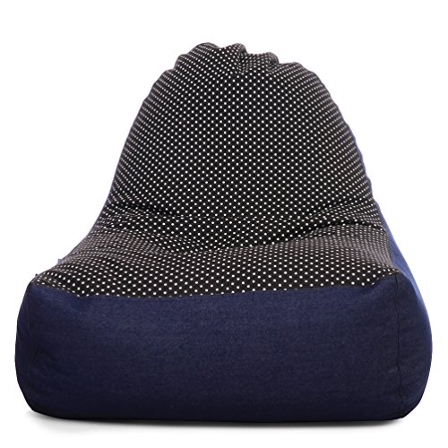 Image of Style Homez Urban Design Denim Canvas Polka Dots Printed Chair Bean Bag XXL Size Filled with Beans Fillers
