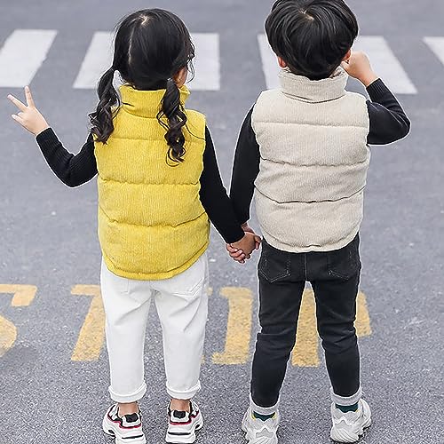 Corduroy Coat for Toddler Kids Boys Girls Sleeveless Collar Down Vest Fall Winter Solid Button Stripe Jacket 20253