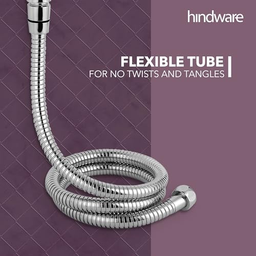 Image of Hindware F160110CP Brisk Health Faucet | Made of ABS | 1.25 Metre Long Stainless Steel Flexible Tube and ABS Wall Hook - Jet Spray for Bathroom | Chrome Plated | 1-Year Brand Warranty