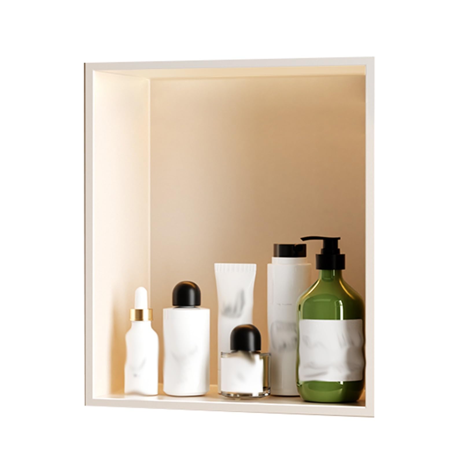 QUSYZD Stainless Steel Niche No Tiles Required Niches with Shelves Bathroom Storage Niches Recessed Shower Shelf Suitable for Living Room Kitchens Public Areas,White-32x32cm