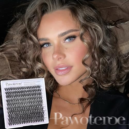 Image of Pawotence Lash Clusters 200pcs Individual Lashes 40D Cluster Eyelash Extensions 9-16mm Eyelash Clusters Lash Extensions for Self Application (40D, 0.07D, 9-16mm)