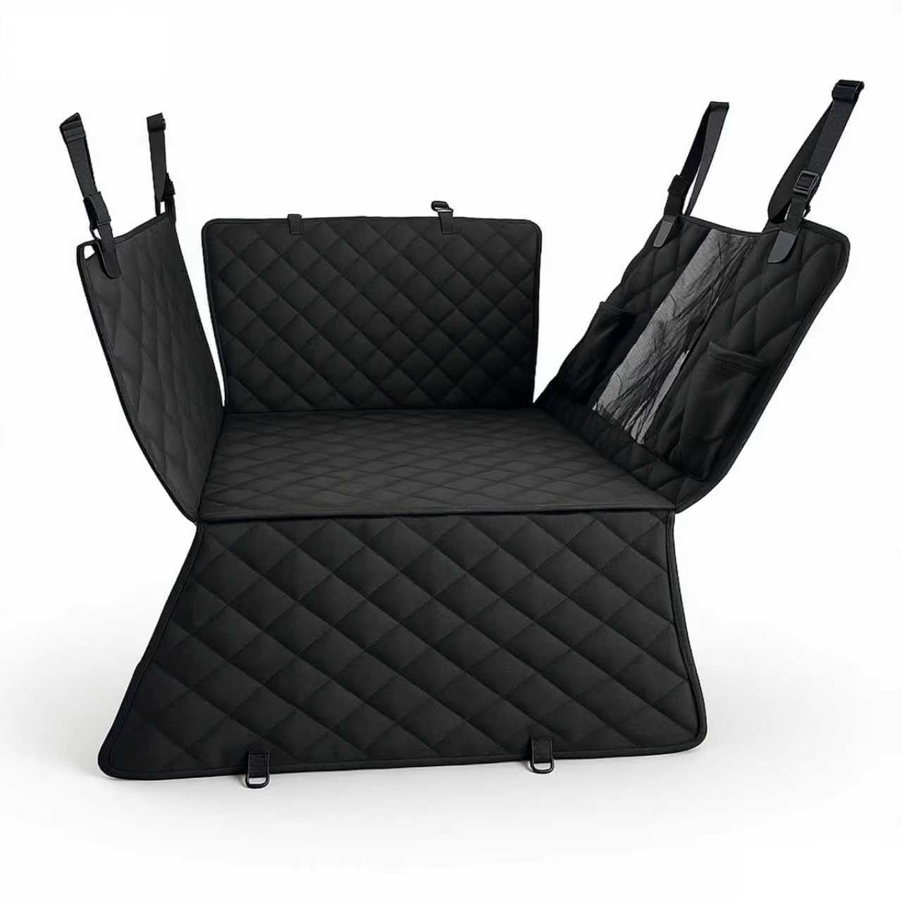 YSSANDRA Dog Car Seat Cover for Back Seat, Back Seat Extender for Dogs, Hard Bottom Seat Cover with Mesh Window and Storage Pocket, Waterproof Dog Hammock Seat Protector for Full Size SUVs, Trucks