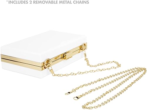 Vista 2 de Andaz Press Bolso de mano de acrílico en blanco para mujer, novia, señora, damas de honor, bolso de mano blanco