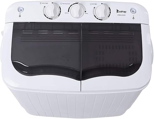 Miniatura 7 de Estándar americano XPB35-ZK35 14.3Lbs lavadora 110V 110V, 360W doble cubo plástico gris cubierta semiautomática