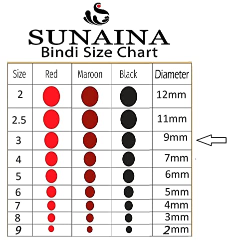 Image of Sunaina New Gold Sticker Kumkum Forehead Dark Red Round Pottu Bindis Velvet Bindi Box With 15 Cards /Flaps For Women & Girls (GDR-3 (9MM))