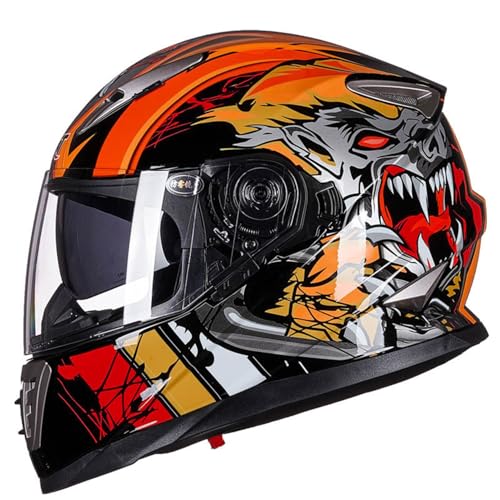 Casco Motocicleta Integral Retro con Doble Visera Campo De Visión Despejado De 180° Cascos Integrales De Moto Homologado ECEDOT Cascos De Motocross para Hombres Y Mujeres B,XL:61-62CM