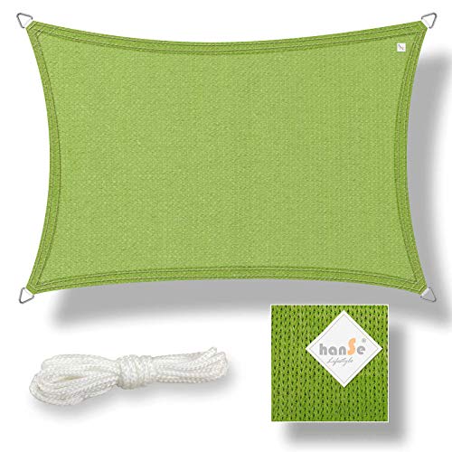 Preisvergleich Produktbild hanSe® Marken Sonnensegel Sonnenschutz Wetterschutz Wetterbeständig HDPE Gewebe UV-Schutz Rechteck 2x4 m Limegrün