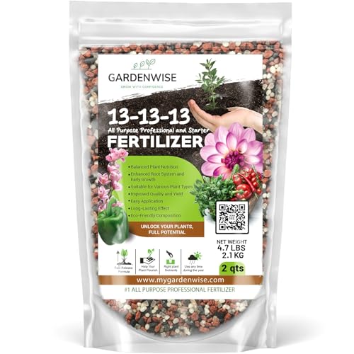 Gardenwise 13-13-13 Slow Release Granular Fertilizer – All Purpose Plant Food 13 13 13 for Outdoor Grass, Vegetables, Roses, Flowers, Shrubs, Trees. Lawns, Gardens, Potted Plants (2 quarts) -  Summit Sales Company LLC
