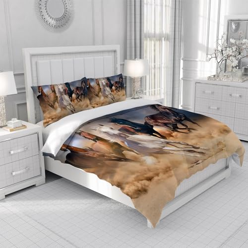 Housse de couette cheval 135x200cm en microfibre avec taies d'oreiller - 5