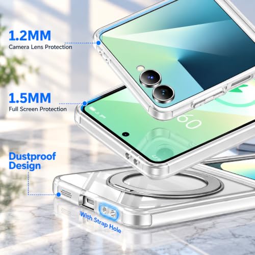Image of EGOTUDE for Samsung Z Flip 7 Case | Clear Hard Back Cover with 360 Magnetic Rotate Stand