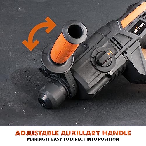 Evolution Power Tools SDS4-800 Hammer Drill 4 Functions - Drill, Chisel, Rotation, Hammer, 5 x Attachments Included (230 V)