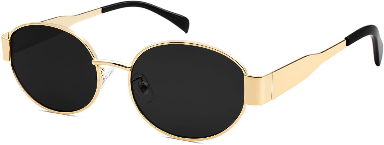 knliwkm Trendy Retro Oval Sunglasses for Women Gold Fashion Designer Shades Vintage 90s Style Classic Sun Glasses