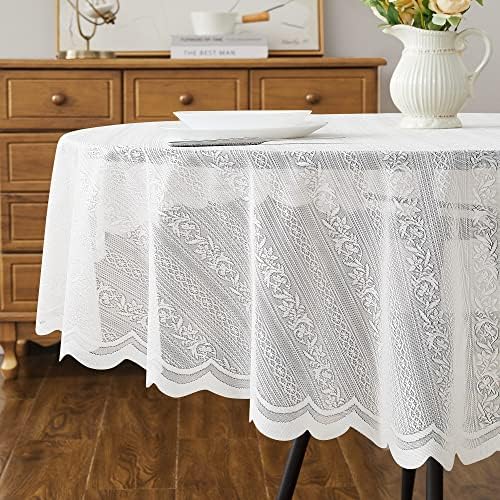 Warm Home Designs Nappe ronde en dentelle ivoire pour tables rondes ...