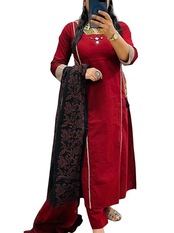 gps fashion Womens rayon 3/4 Sleeves Embroderd V neck Straight Kurti Featuring Stylish Pattern With Pants And Dupatta 3 Piece Ethnic wear-picture-51