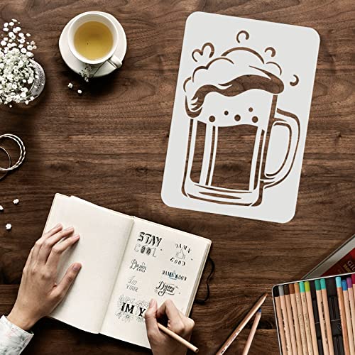 FINGERINSPIRE Pochoir de chope de bière 29,7 x 21 cm Tasse de bière réutilisable Pochoir de Dessin Pochoir de Signe de bière pour Bar ou Cuisine Pochoir de Festival de bière pour Peinture - Image 4