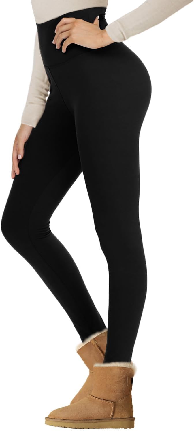 Fleece Lined Leggings Women - High Waisted Winter Yoga Pants Tummy Control Soft Thermal Warm for Hiking Workout