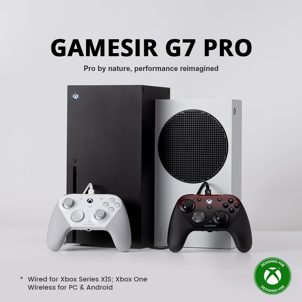 GameSir G7 Pro Controller 1000Hz Stazione Ricarica per Xbox Series X|S, Xbox One, PC, Android - Joystick TMR, Grilletti Regolabili, 4 Tasti Programmabili - Bianco Mecc