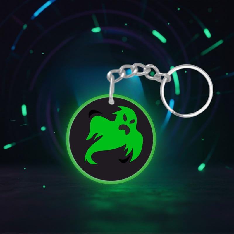 Glow in the Dark GHOST Keychain/Luminous Motorbike Key Ring/Radium Keychain Accessory for Bike/Stylish/Radium/Buy/Top/Night Glow(Pack of 1)-picture-19