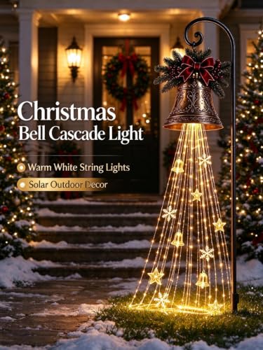 ChayWillow Solar Christmas Bell Cascade String Light for Outdoor - image 8