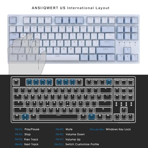 Image of DURGOD Taurus K320 Mechanical Keyboard - Cherry Brown Switch - Backlit - 87keys TKL US Layout - NKRO - USB C Wired Keyboard