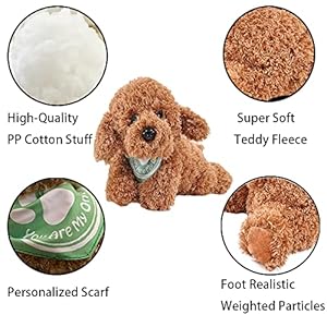   Dog-Stuffed-Animal-Golden-Doodle-Puppy-Plush-Toy-with-Realist-Weighted-Soft-dog-stuffed-gift-for-kids11-inches-Brown-Color