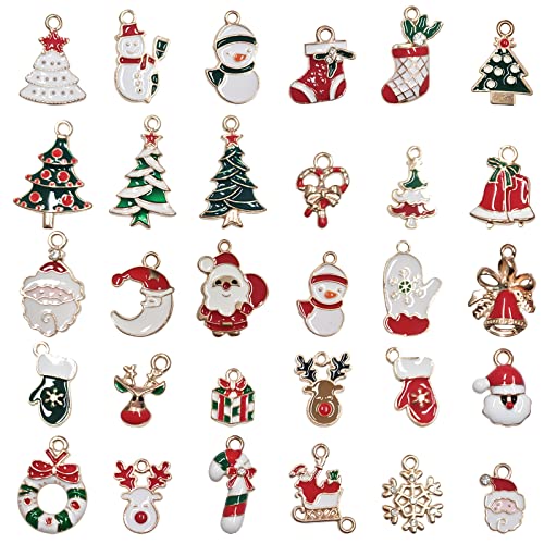 【BEAUTY PLAYER】クリスマス チャーム パーツ 30枚 アクセサリーパーツ ペンダント イヤリング飾り ブレックレス ジュエリー ハンドメイド DIY プレゼント 贈り物