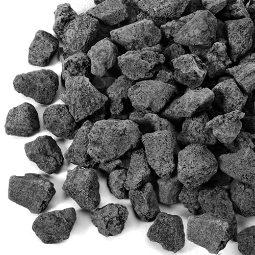 GasSaf 10 Pounds Black Lava Rocks for Fire Pit Fireplace Gas Fire Tables Gas Log Set Decorative Landscaping Rocks for Indoor and Outdoor (0.8-1.2 Inch)