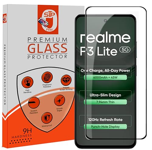 STP FEEL® Premium Tempered Glass Screen Protector Guard Compatible For Realme P3 Lite 5G (6.67 Inch, Pack of 1) | Edge to Edge Coverage With Easy to installation kit for Smartphone