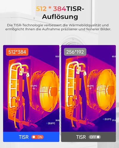 TOPDON TS001 Wärmebildkamera Android, 9mm einstellbares Objektiv, Beobachtungsbereich 0,1 bis 500M, 512 x 384 IR-Auflösung, Manuell fokussierende für Leiterplatten, Schädlingsinspektion, Outdoor, Jagd