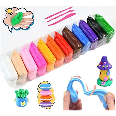 Air Dry Clay, 12 Colors Super Light Clay Modelling Clay Air Drying Clay Ultra Soft Light Magic Clay Non-Toxic Arts and Crafts Set Best Gift for Adult Kids Boys Girls Age 3-12 Cover