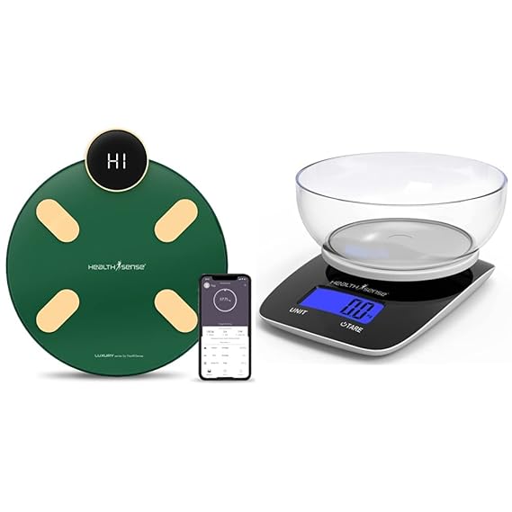 HealthSense Bluetooth BMI Weight Machine, Digital Body Fat Analyzer