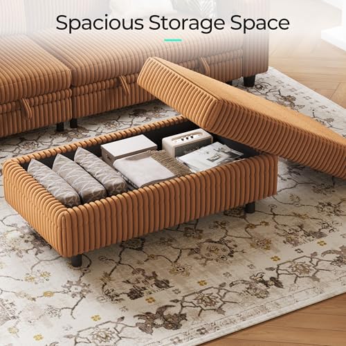 Image of LINSY HOME Sleeper Sofa Bed with Pull Out Couch Modular Sectional Sofa (Brown, Sleeper Sofa Ottoman) | Pull Out Sofa Bed