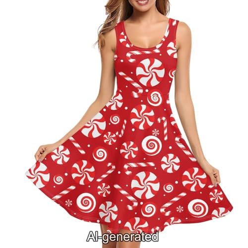 Image of Dreaweet Casual Sleeveless Dresses for Women Girls, Round Neck Tank Dresses with Pockets Summer Sundress Size XS-4XL